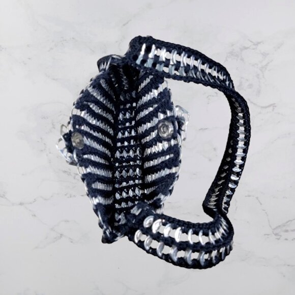 Vintage Goth Black Purse with Aluminum Can Pop Top Tabs and Crocheted Netting - Picture 3 of 5